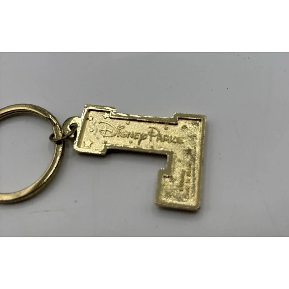 Disney Parks Mickey Minnie Donald Letter L  Metal Keychain Bag Charm Preowned